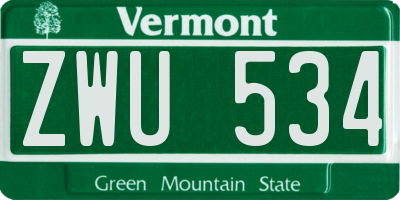 VT license plate ZWU534