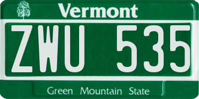 VT license plate ZWU535