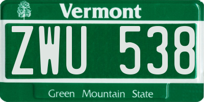 VT license plate ZWU538