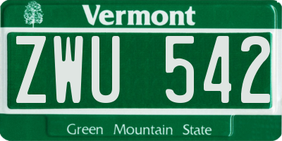 VT license plate ZWU542