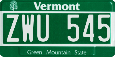 VT license plate ZWU545