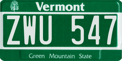 VT license plate ZWU547