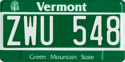 VT license plate ZWU548
