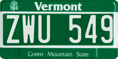 VT license plate ZWU549