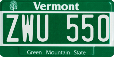 VT license plate ZWU550