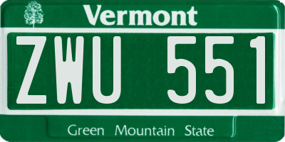 VT license plate ZWU551