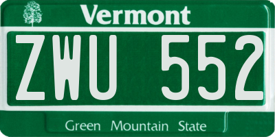 VT license plate ZWU552