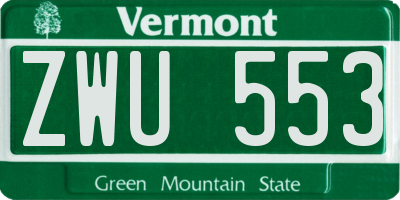 VT license plate ZWU553