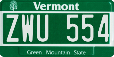 VT license plate ZWU554