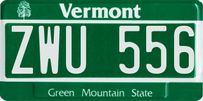 VT license plate ZWU556