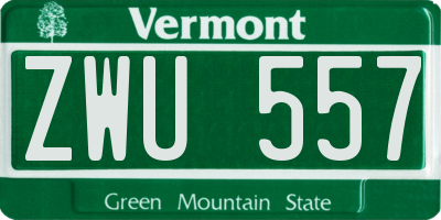 VT license plate ZWU557