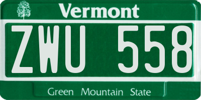 VT license plate ZWU558