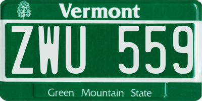 VT license plate ZWU559