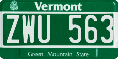 VT license plate ZWU563
