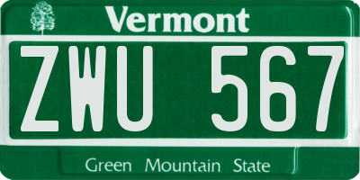 VT license plate ZWU567
