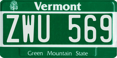 VT license plate ZWU569