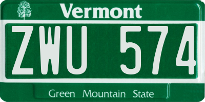 VT license plate ZWU574
