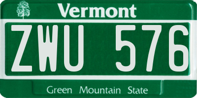 VT license plate ZWU576