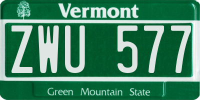 VT license plate ZWU577