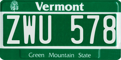 VT license plate ZWU578