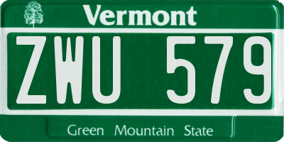 VT license plate ZWU579