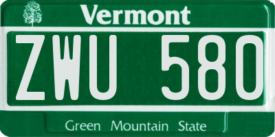 VT license plate ZWU580
