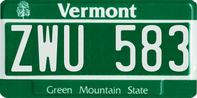 VT license plate ZWU583