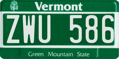 VT license plate ZWU586