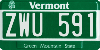 VT license plate ZWU591