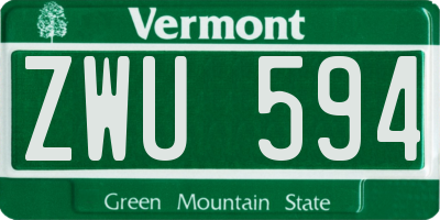 VT license plate ZWU594