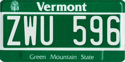 VT license plate ZWU596