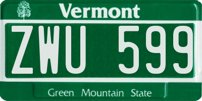 VT license plate ZWU599