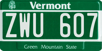 VT license plate ZWU607