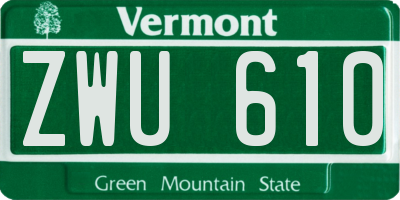 VT license plate ZWU610