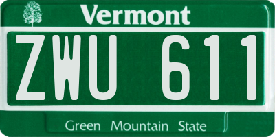 VT license plate ZWU611
