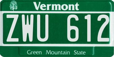 VT license plate ZWU612