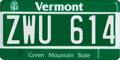 VT license plate ZWU614