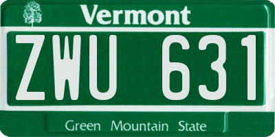 VT license plate ZWU631