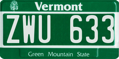 VT license plate ZWU633