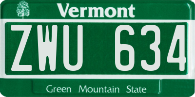 VT license plate ZWU634