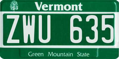 VT license plate ZWU635