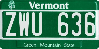 VT license plate ZWU636