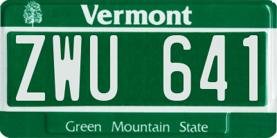 VT license plate ZWU641