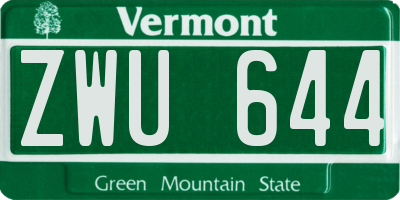 VT license plate ZWU644