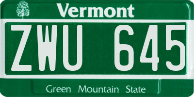 VT license plate ZWU645