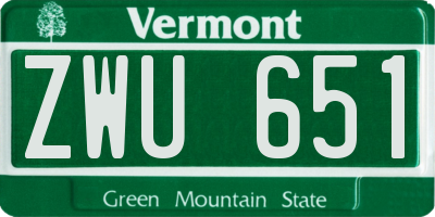 VT license plate ZWU651