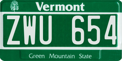 VT license plate ZWU654