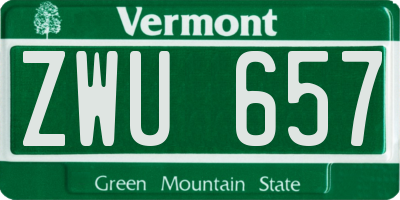 VT license plate ZWU657