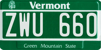 VT license plate ZWU660