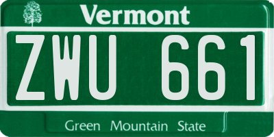 VT license plate ZWU661